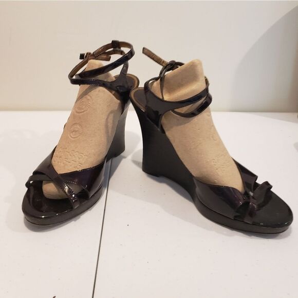 Enzo Angiolini Black Wedge Sandals - Picture 5 of 8